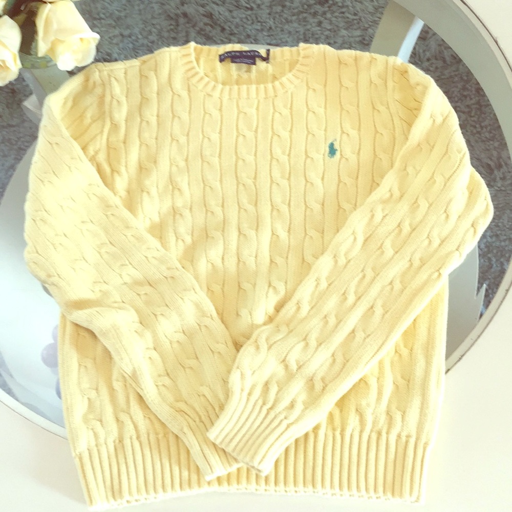 Ralph Lauren Yellow Cable Knit Sweater Ex Cond (M)